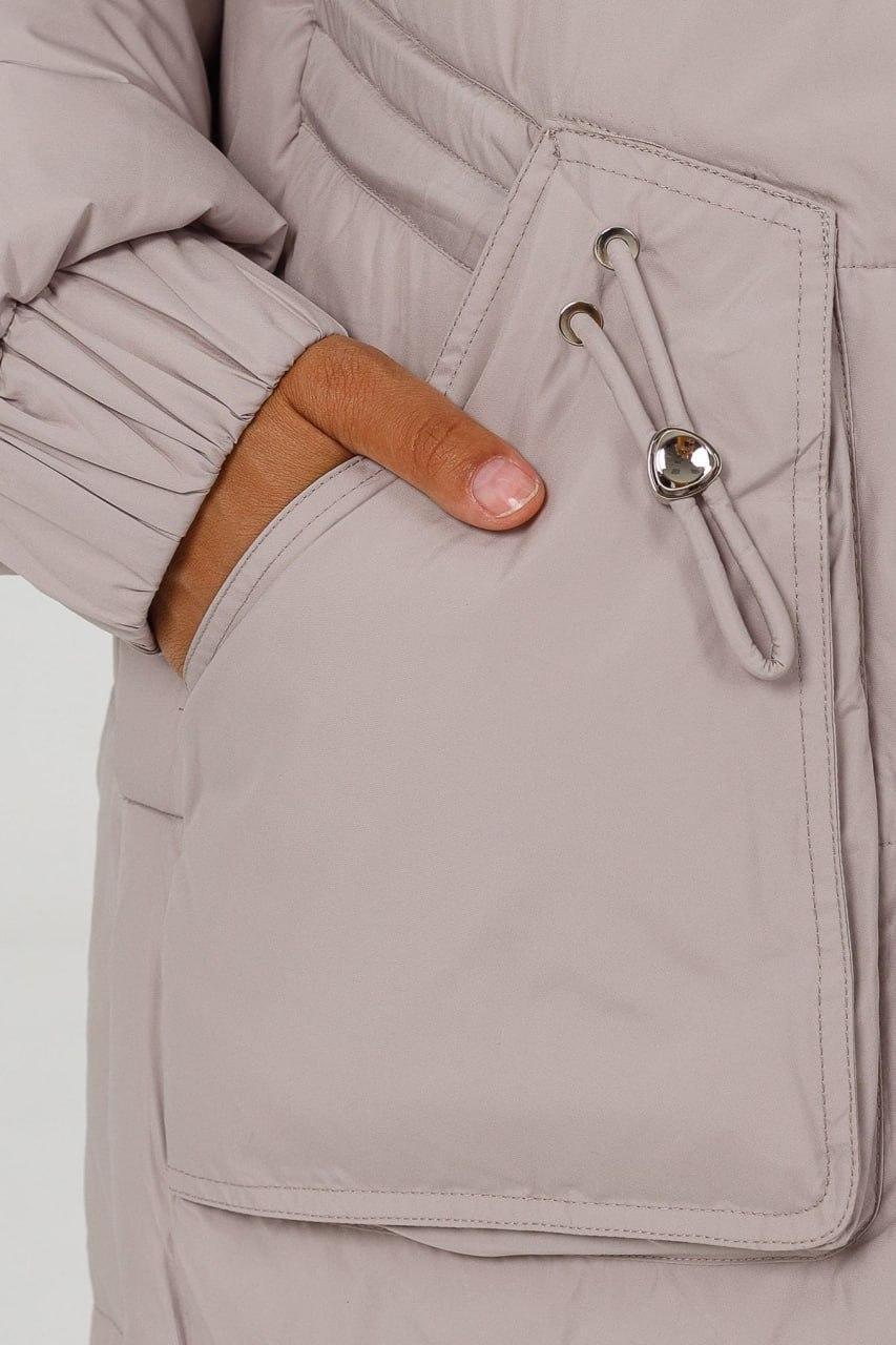 Куртка-пуховик жіноча р. 56 Айворі (3507b/56) - фото 5