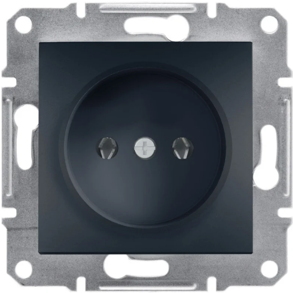 Розетка одинарная Schneider Asfora без заземления Антрацит (27675561)