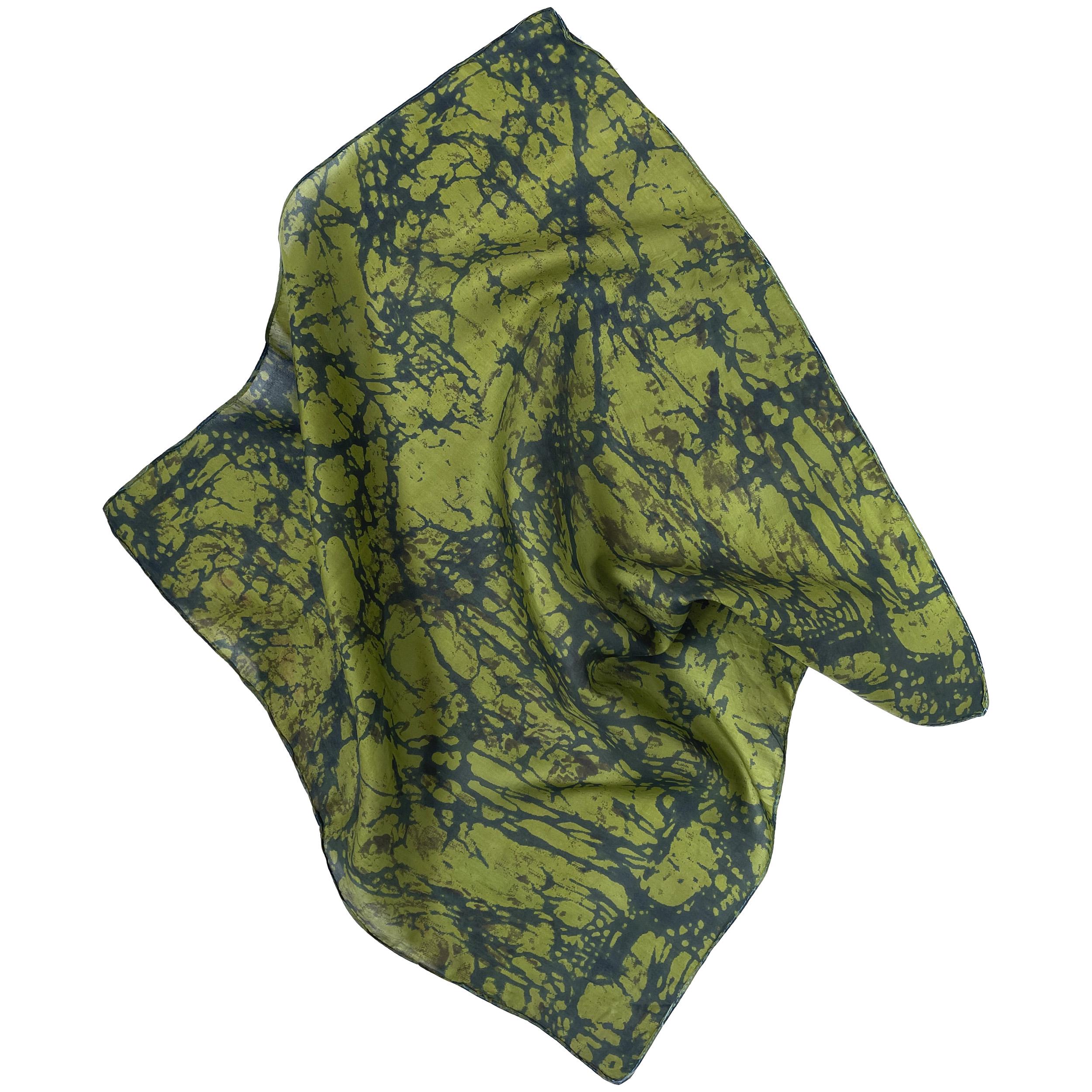 Натуральна шовкова хустка Silk Route 50х50 см Зелений (1285)