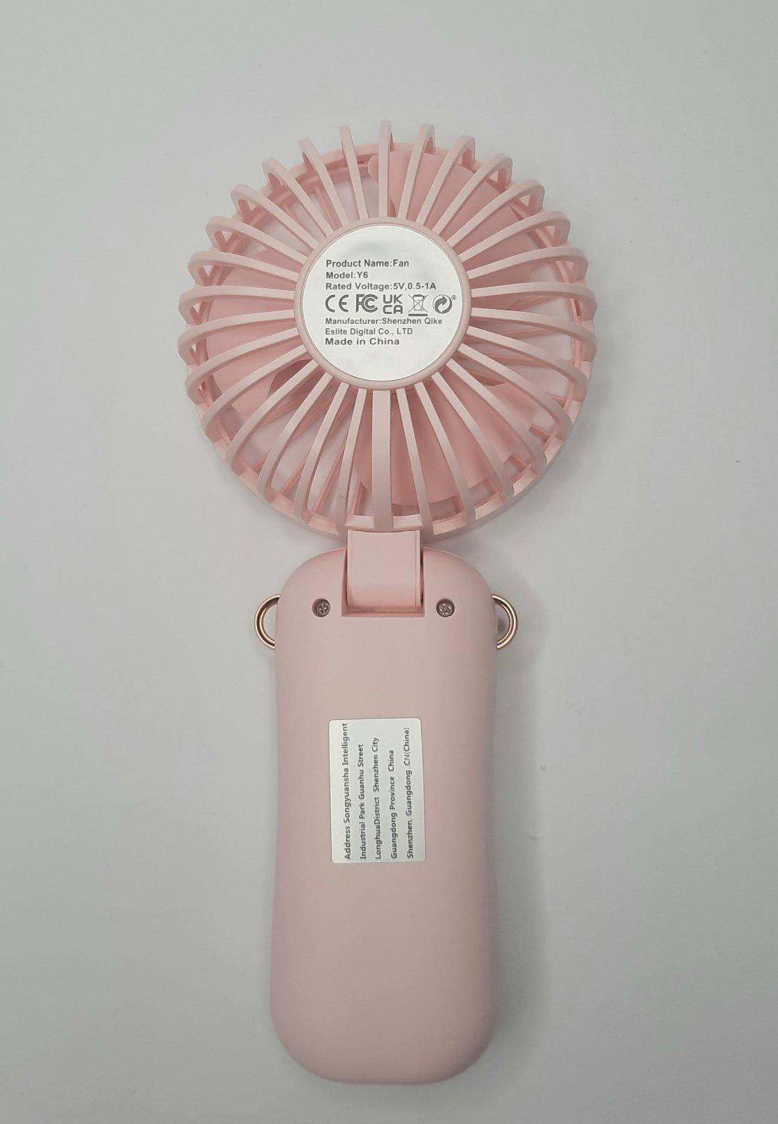 Вентилятор ручной от USB и аккумулятора Fan Розовый (Y6) - фото 4
