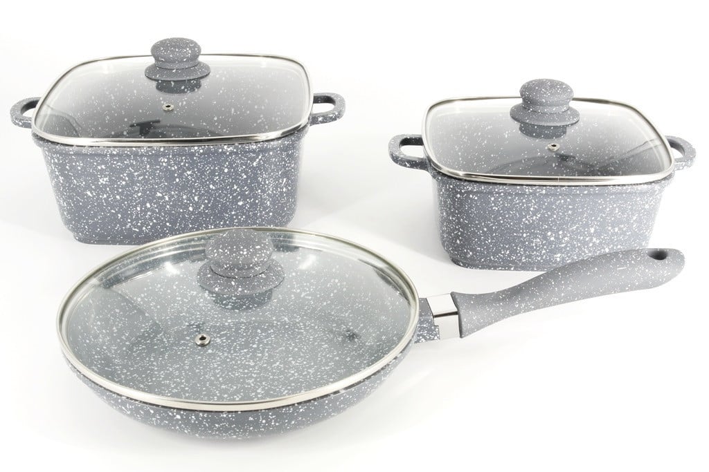 Набор посуды A-Plus 1505 6 пр. с мраморным покрытием Серый