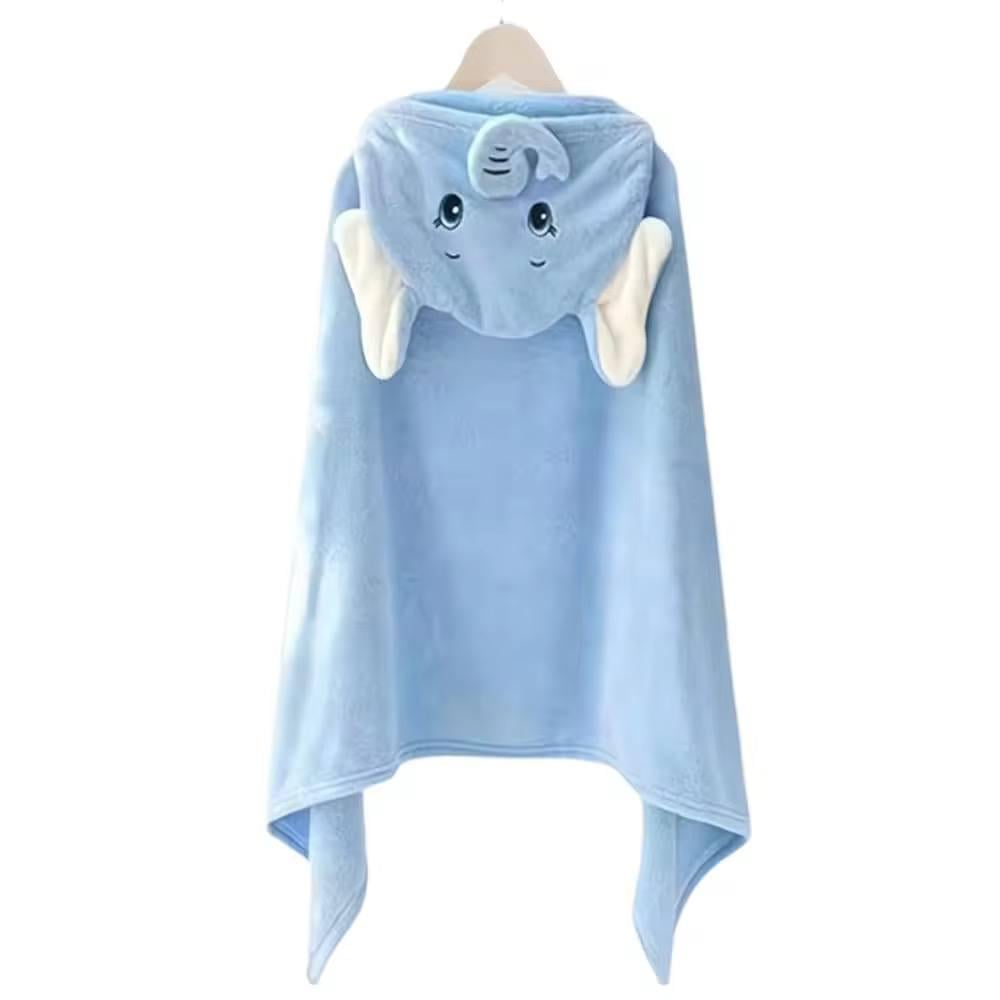 Рушник дитячий з капюшоном Слон Куточок з вушками Блакитний