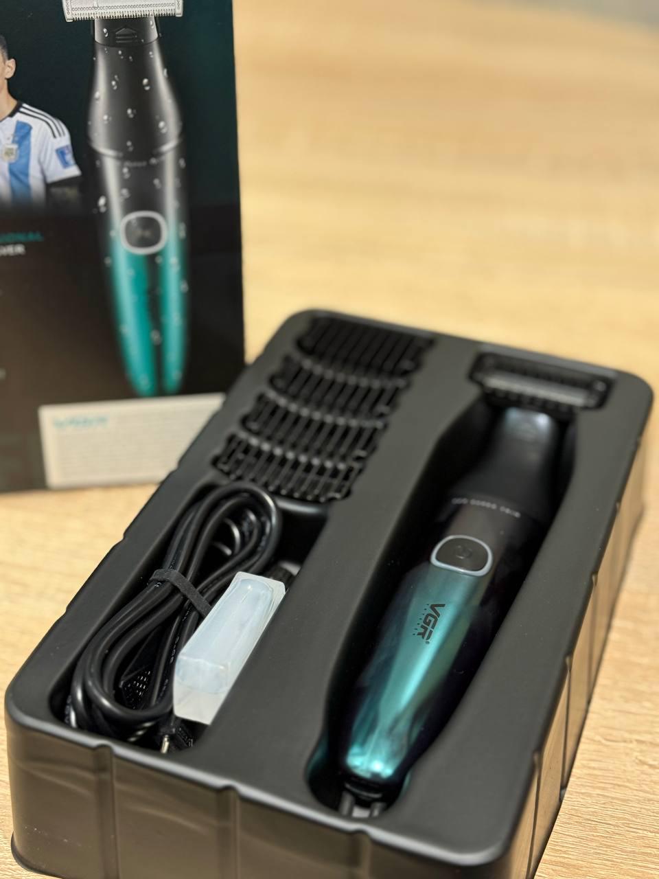 Триммер-бритва для стрижки бороды и усов VGR беспроводная Черный с зеленым (V-339)