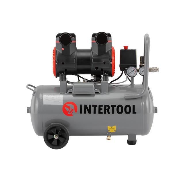 Компрессор Intertool PT-0033 24 л 1,5 кВт 230 В 8 атм 250 л/мин 2800 об/мин безмасляный 2 цилиндра 68 дБ