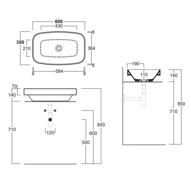 Умывальник накладной Simas Baden Baden BB11NM 600x380x140 мм Черный (184365) - фото 2 Умывальник накладной Simas Baden Baden BB11NM 600x380x140 мм Черный (184365) - фото 2