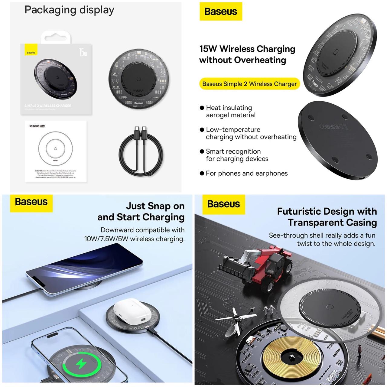 Зарядное устройство для беспроводной связи BASEUS Simple 15 W Transparent (25397342) - фото 9 Зарядное устройство для беспроводной связи BASEUS Simple 15 W Transparent (25397342) - фото 9