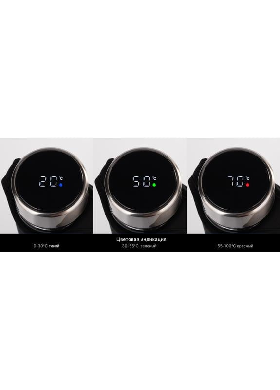 Бутылка-термос стеклянная с двойными стенками и датчиком тепла Tee 350 мл Черный (404640) - фото 6