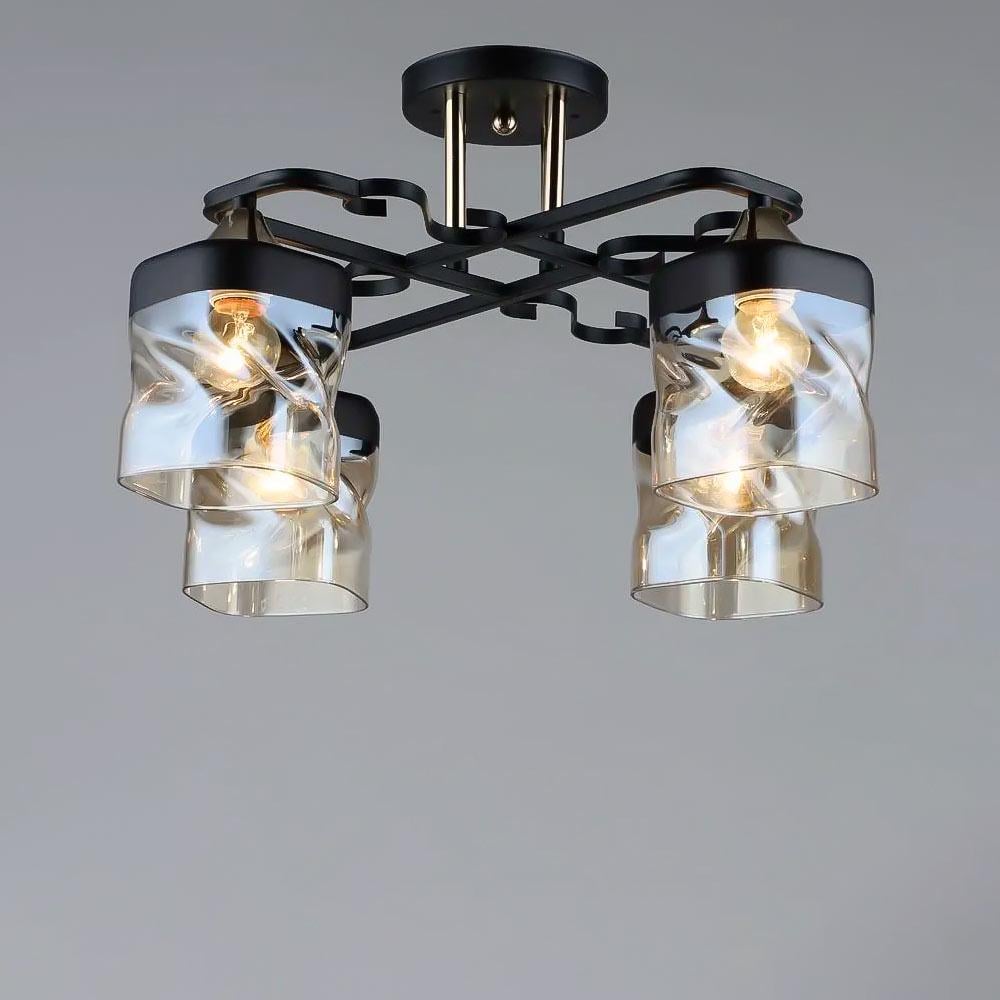 Люстра потолочная Light House SR-19197/4 BK/FGD E27 480х270 мм Черный/Золотой