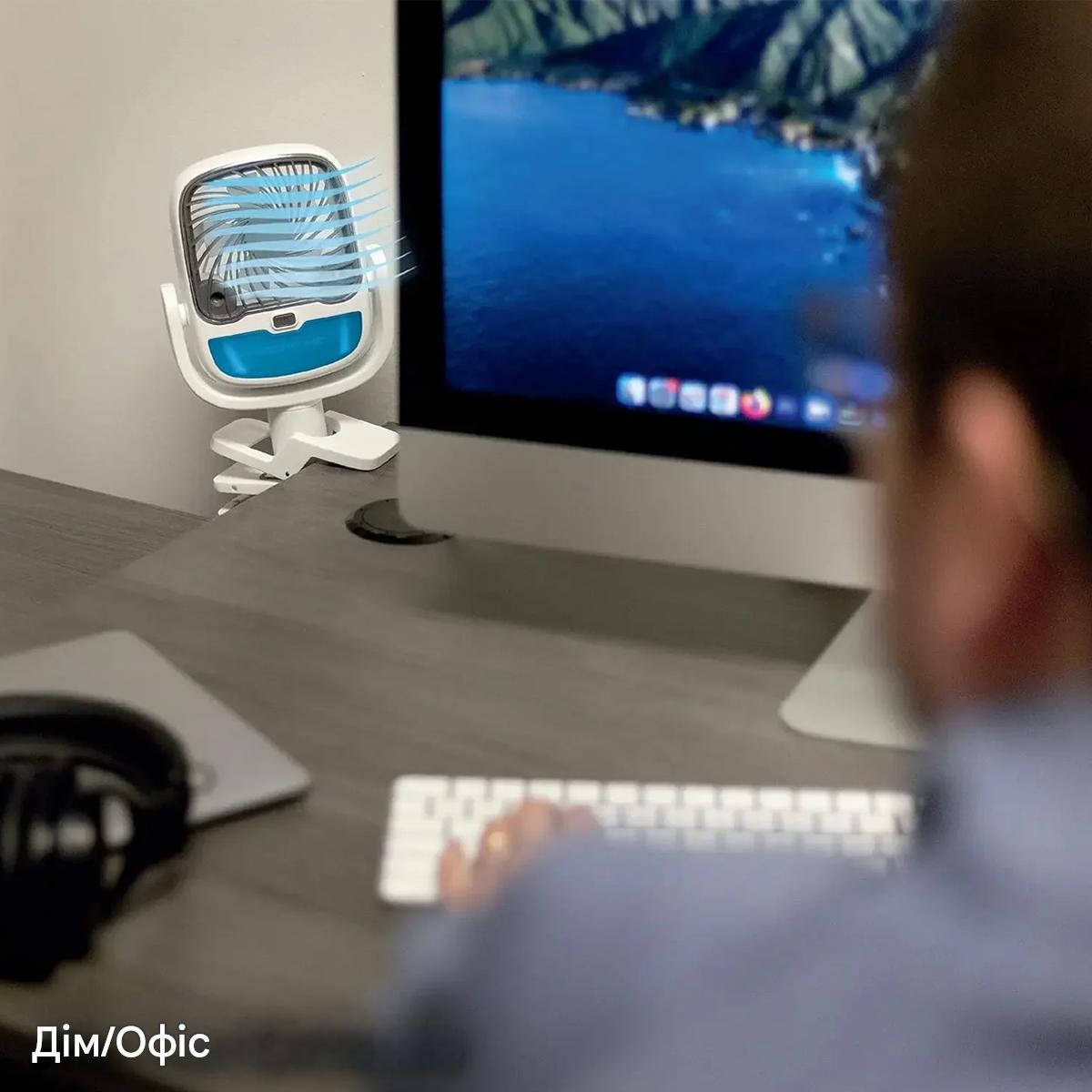 Вентилятор-зволожувач Arctic Cool Clamp портативний охолодний USB на прищіпці з підсвічуванням White/Grey (200307) - фото 6