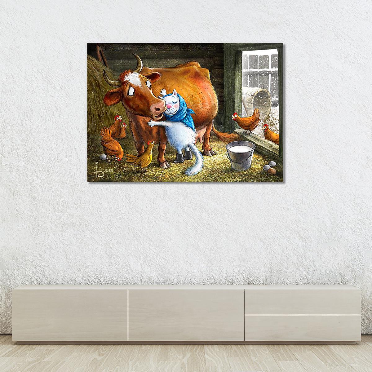 Модульная картина Любимая Буренка 1 модуль 80x120 см