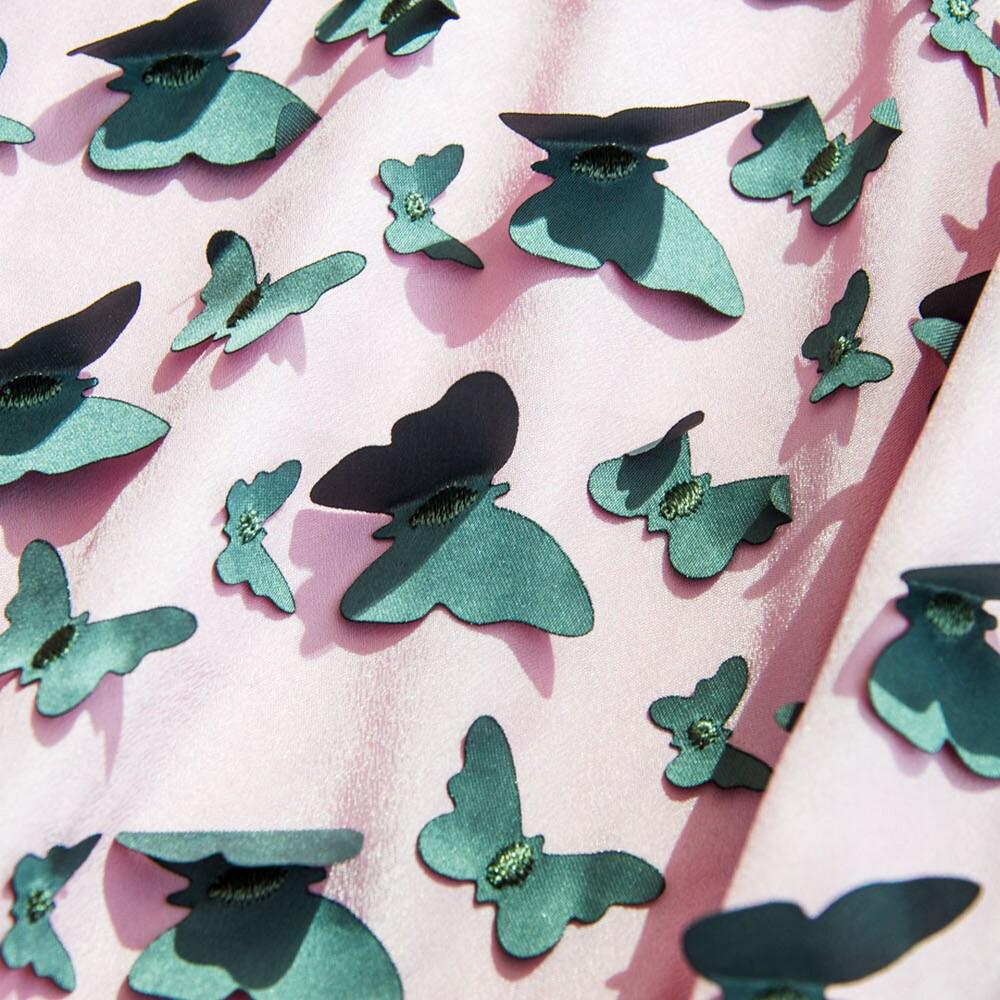 Ткань шифон Баттерфляй Розовый/Темно-серый (11212)