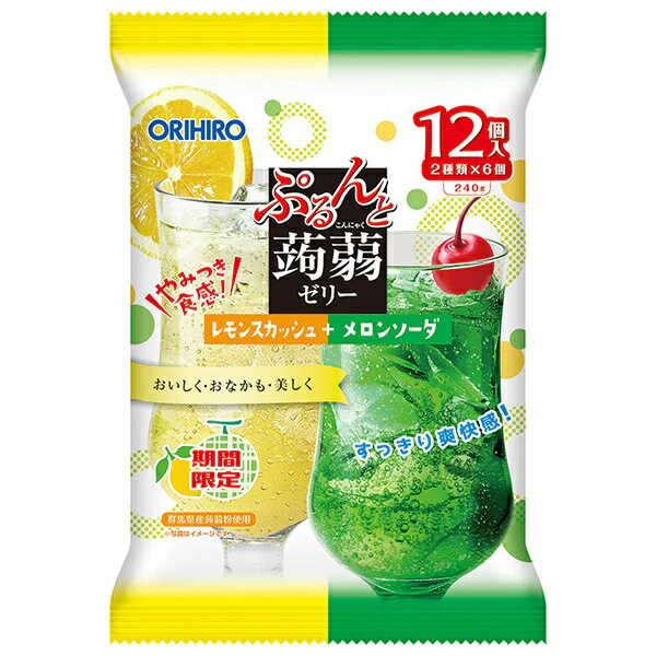 Конняку-желе низкокалорийное ORIHIRO Purunto Konjac Jelly Лимонный сквош газированный напиток с дыней