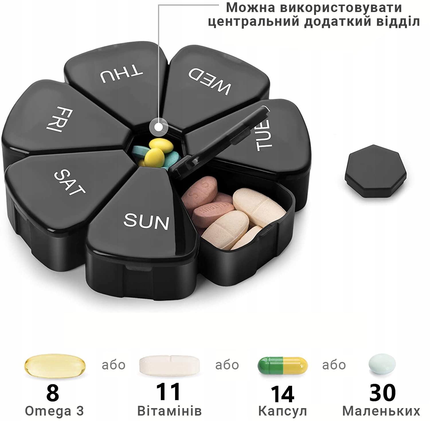 Таблетница на 7 дней Daisy Черный (406871) - фото 2 Таблетница на 7 дней Daisy Черный (406871) - фото 2