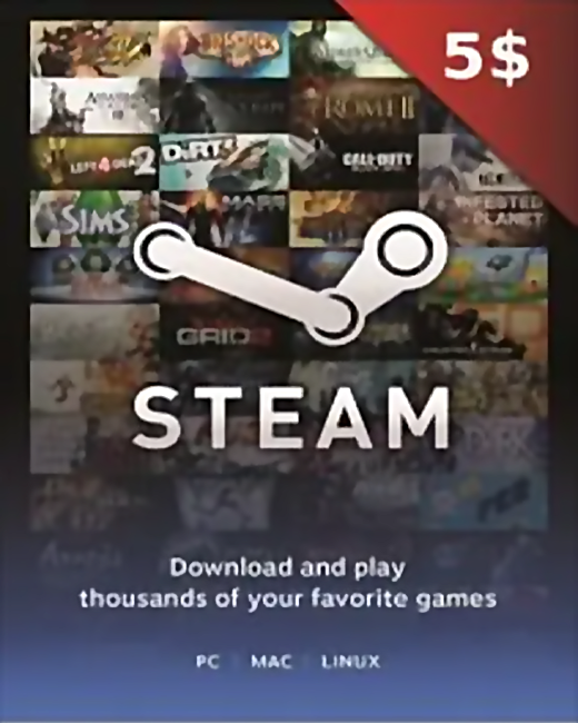 Подарочная карта Steam на 5 долларов США только для USD