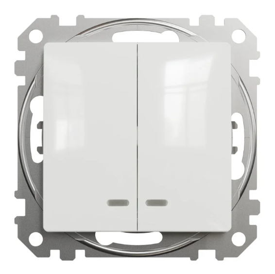 Выключатель двойной Schneider Sedna Design с подсветкой Белый (28431298)