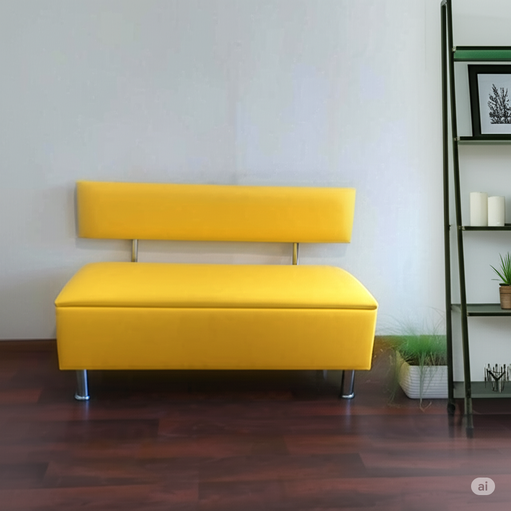 Диван у зону очікування Сompakt штучна шкіра 120 см Жовтий - фото 3