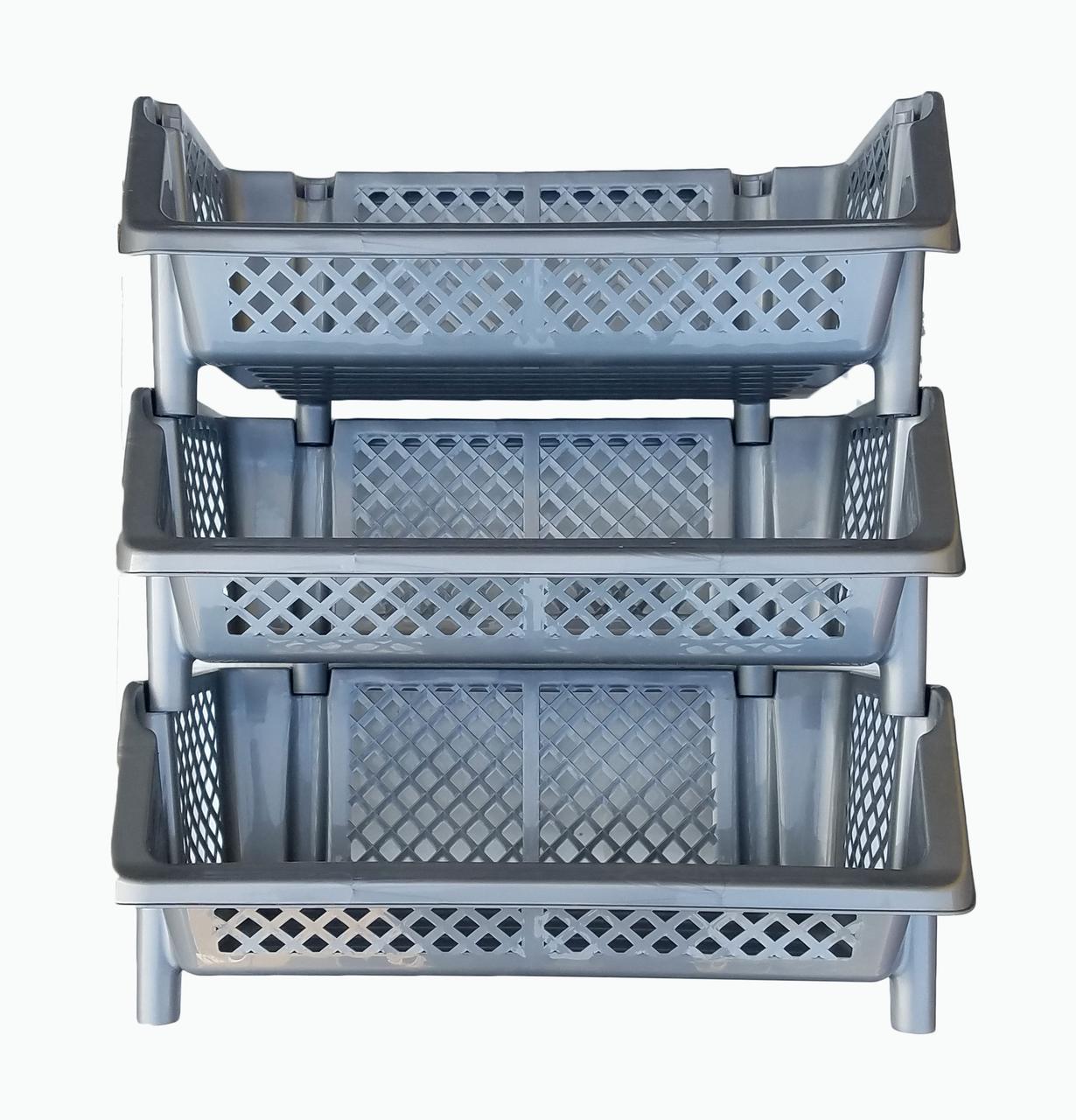 Этажерка пластиковая 3 яруса Серый (472722-Prob)