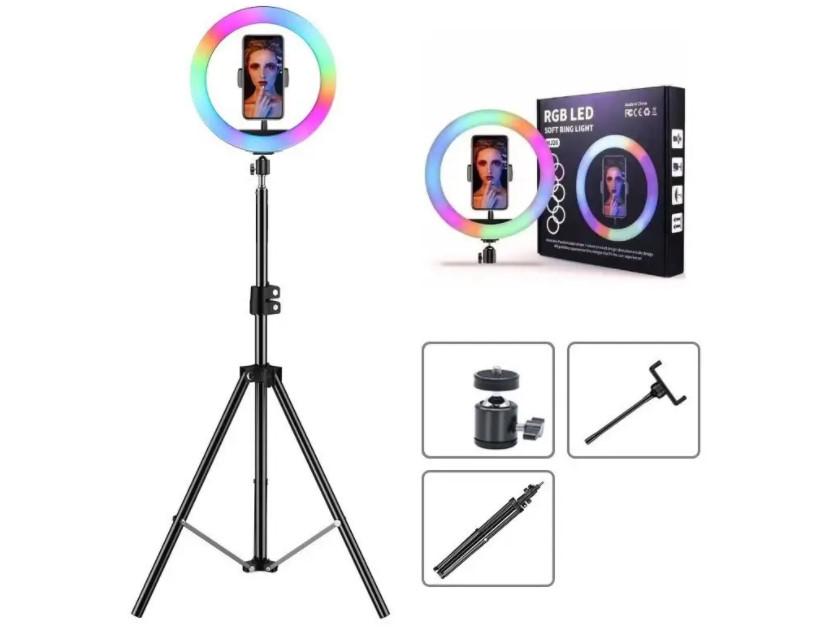Кольцевая LED лампа MJ-26 RGB 26 см с штативом 2 м и Bluetooth пультом - фото 4 Кольцевая LED лампа MJ-26 RGB 26 см с штативом 2 м и Bluetooth пультом - фото 4