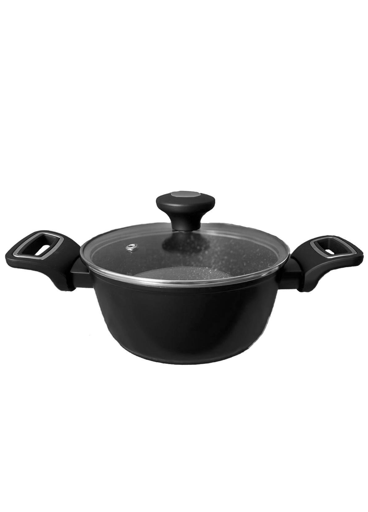 Каструля Krauzer Titanium Line алюмінієвий гранітний 2,0 л 18 см Чорний (78115)