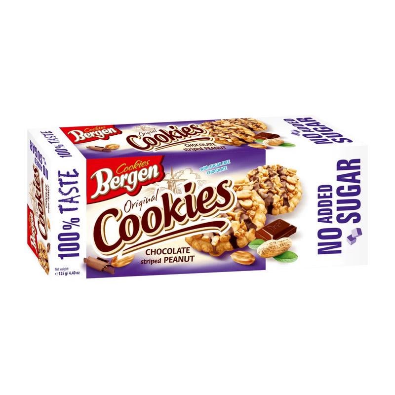 Протеїнове печиво без добавленного сахара Bergen Original Cookies 125 г Арахис у Шоколадній смужці