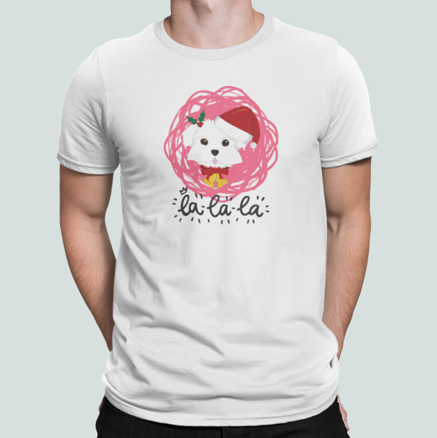 Футболка мужская новогодняя Stedman с принтом La La Йорк L Белый (НГ32-9)