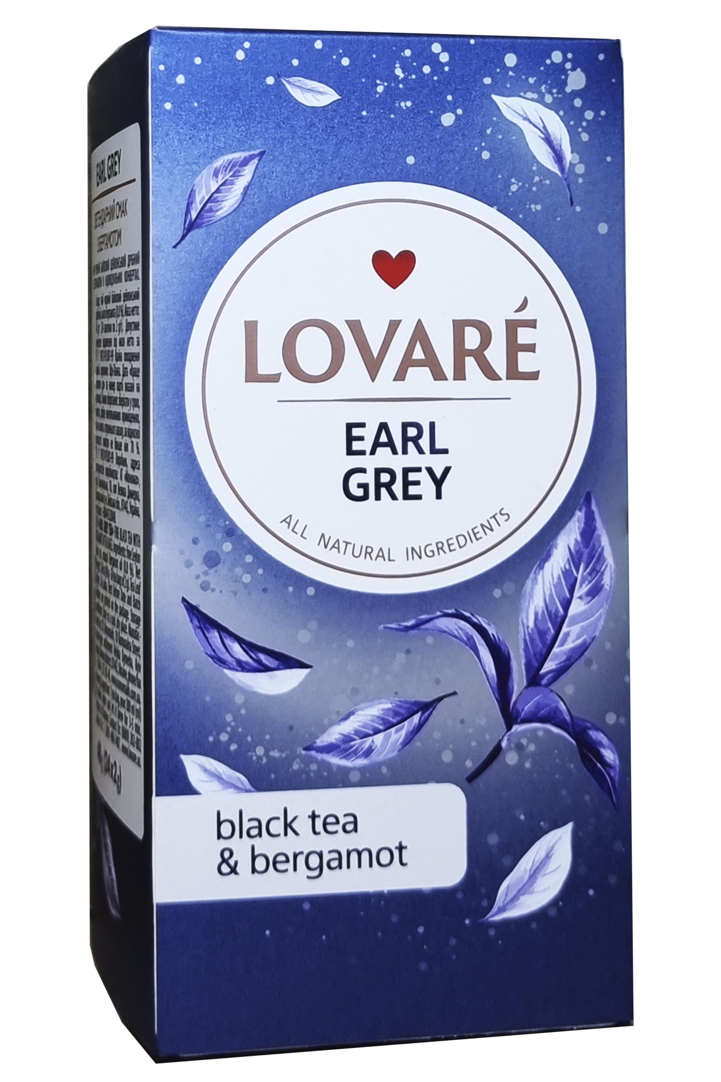 Чай чорний Lovare Earl Grey з олією бергамота 24 пакетики 2 г (54223)