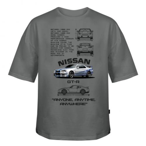 Футболка оверсайз FATLINE Nissan GT-R34 S Темно-серый (15725284-28-193747-S)
