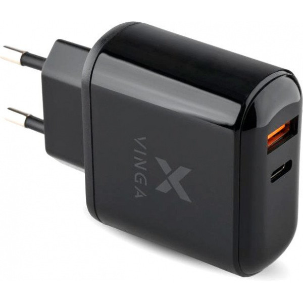 Зарядка Vinga 2 Port QC3.0+ PD Display Wall Charger (VWCQPACDBK) - фото 1