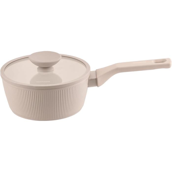Сотейник Fackelmann Pamela Reif 16 см с ребристым дизайном со стеклянной крышкой Пастельно-бежевый
