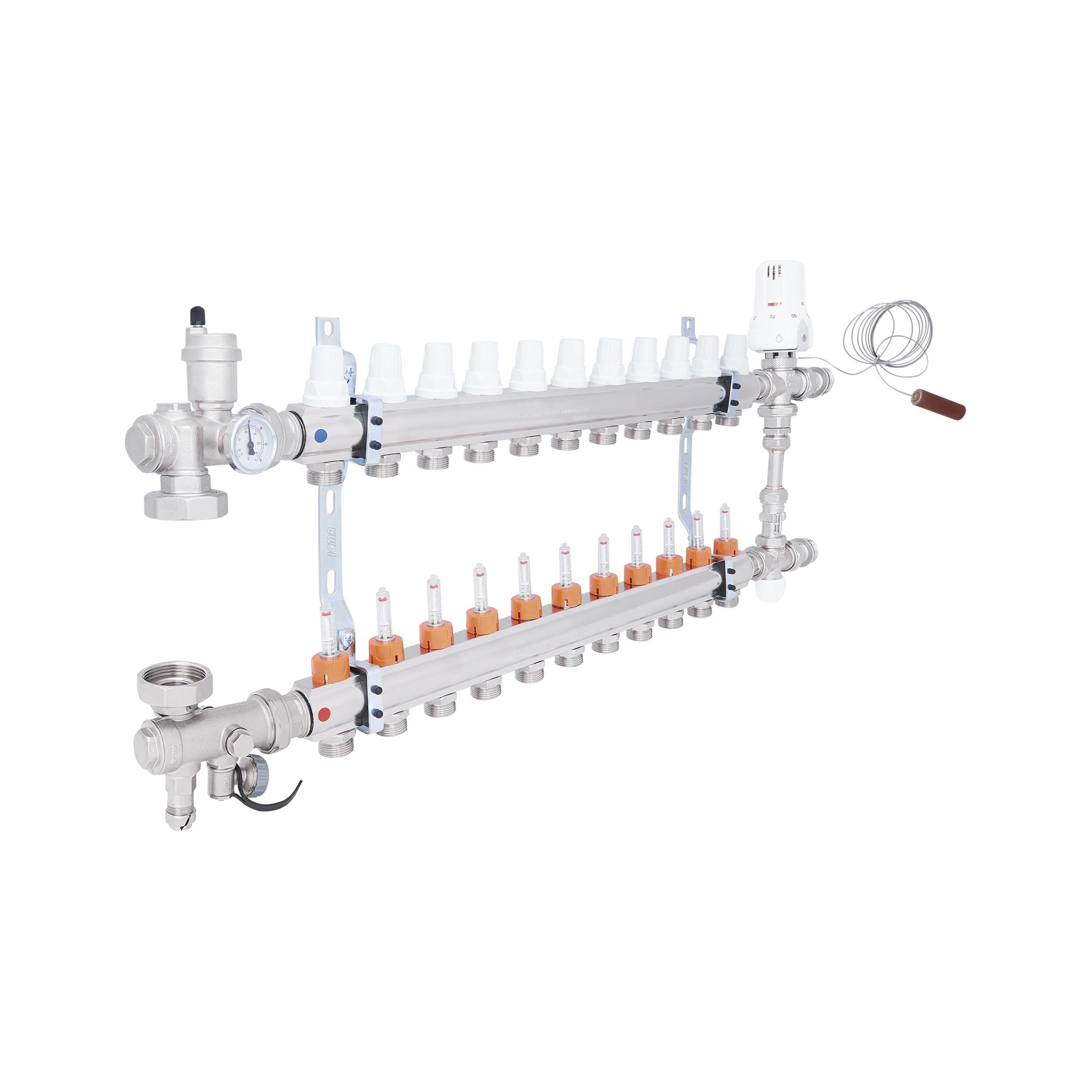 Коллектор для теплого пола ICMA A1K013APT06 11 контуров с расходомерами 1"/3/4" (78697) - фото 4