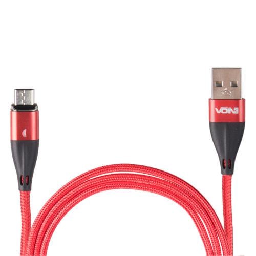 Кабель магнитный Voin USB-Micro USB 3А 2 м быстрая зарядка/передача данных Red (VC-6102M RD)