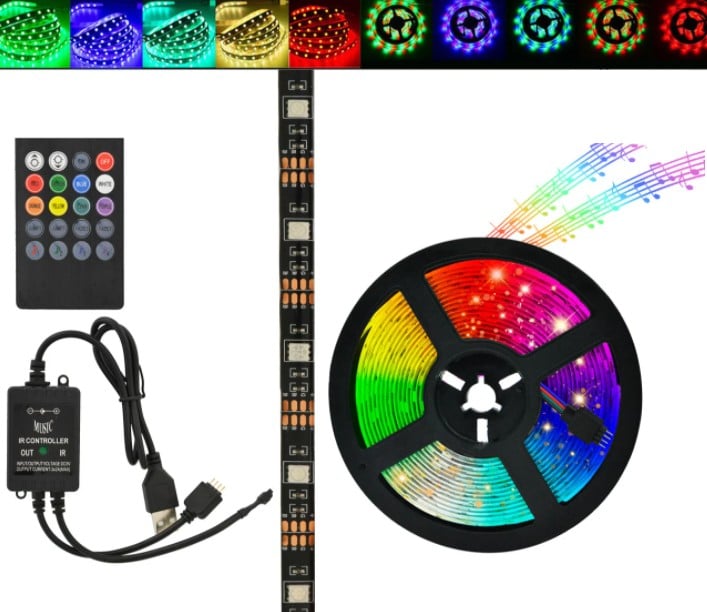 Стрічка світлодіодна UKC Rgb музична вологостійка 5 м (254301551SM) - фото 7 Стрічка світлодіодна UKC Rgb музична вологостійка 5 м (254301551SM) - фото 7