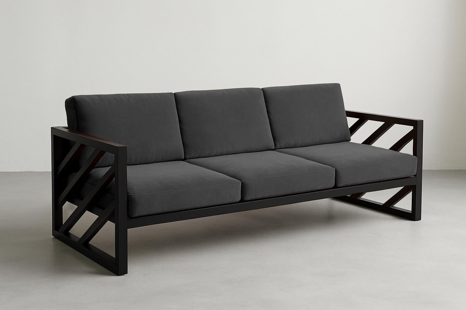 Диван металлический Tobi Sho Гранд/DV4 велюр с подушками 6 шт. 750х1600х700 мм Темно-серый/32
