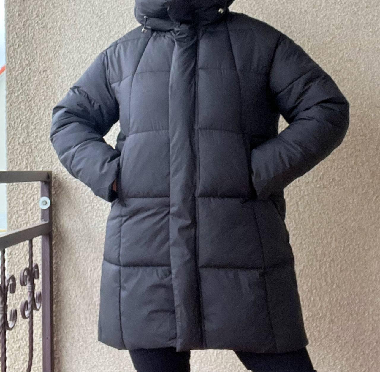 Куртка жіноча Lady Yep 9045 довга стегана з капюшоном пальто р. 44 Чорний (3083) - фото 5