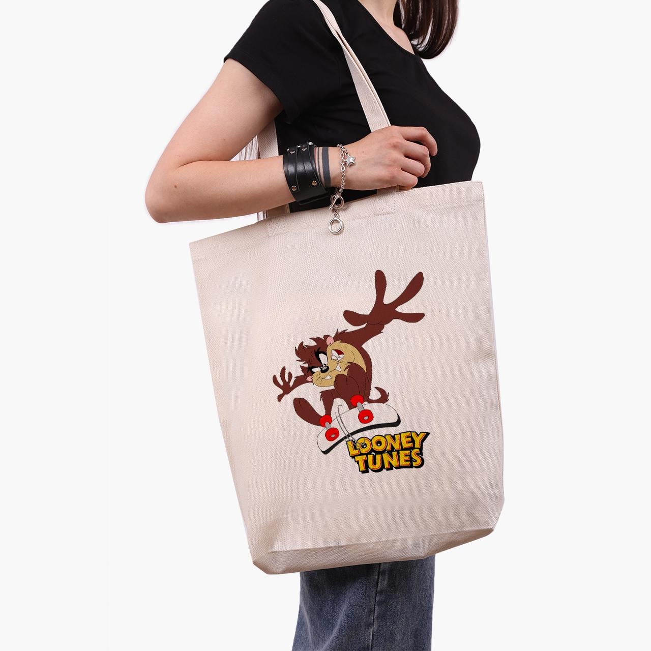 Эко сумка шоппер Taz Looney Tunes 41x39x8 см Бежевый (9227-2876-WTD)