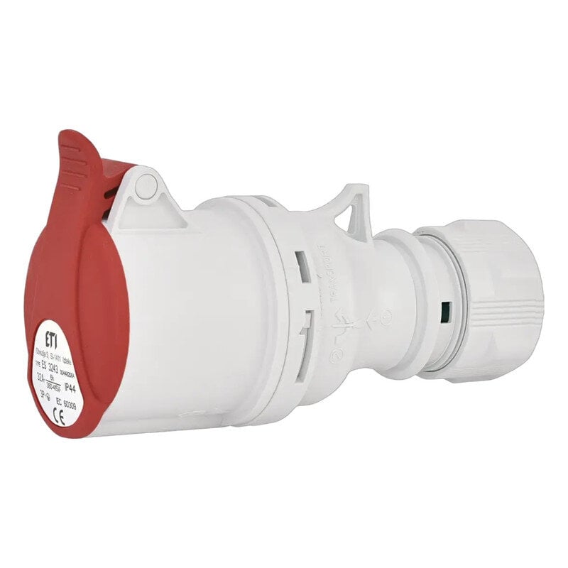 Силовая розетка ETI ES-3243 3P+PE 32А 400В переносная IP44 Красный (4482004)