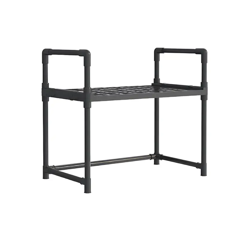 Полка-стеллаж для кухонной утвари с крючками YH-6616-1 из водонепроницаемого пластика 48х26х49 см Черный (opt-103042)