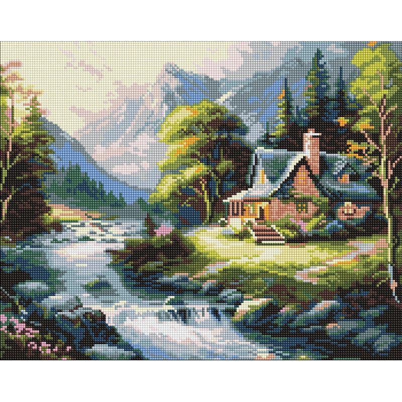 Алмазная мозаика Ideyka Домик в горах 40х50 см (AMO20002)
