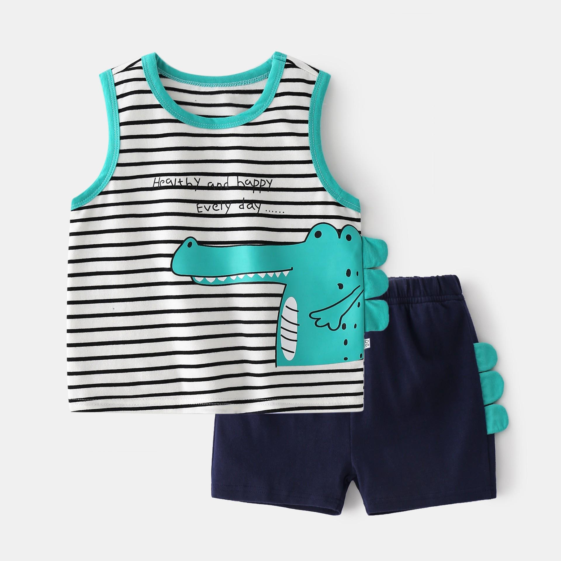 Костюм футболка с шортами Крокодил 110 см Белый/Синий (24086826)