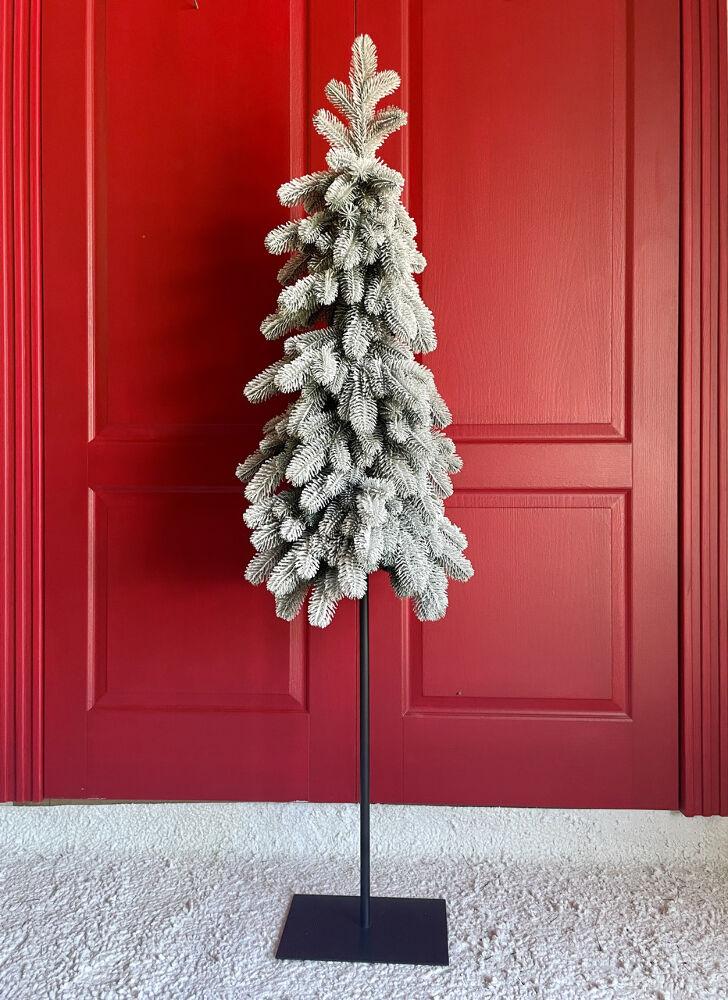 Ялинка лита HVOYA Style Lux вузька на високому металевому стовбурі-підставці 160 см Засніжений (130/160/GS)