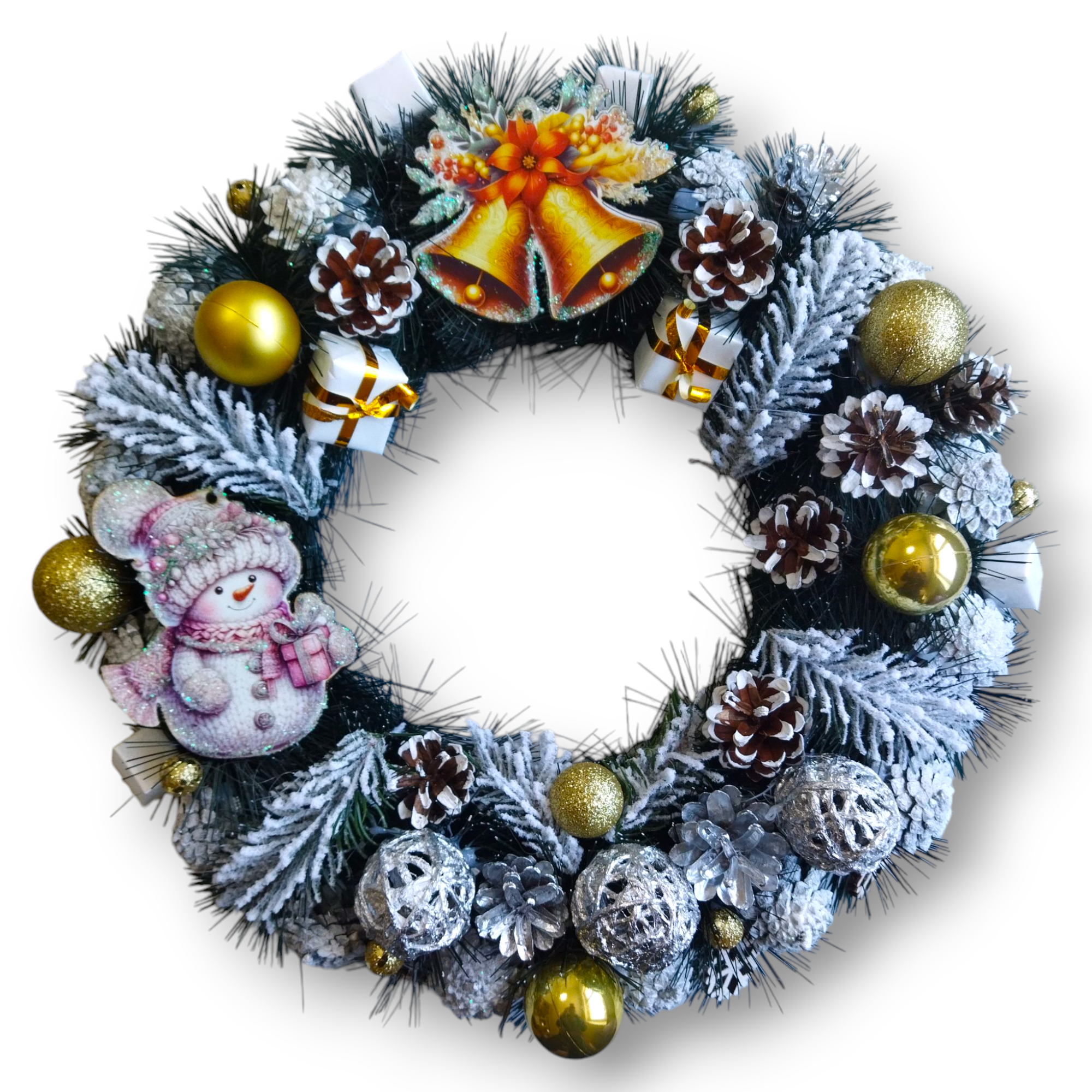 Вінок новорічний Jingle Bells 40 см Різнокольоровий (HC24)