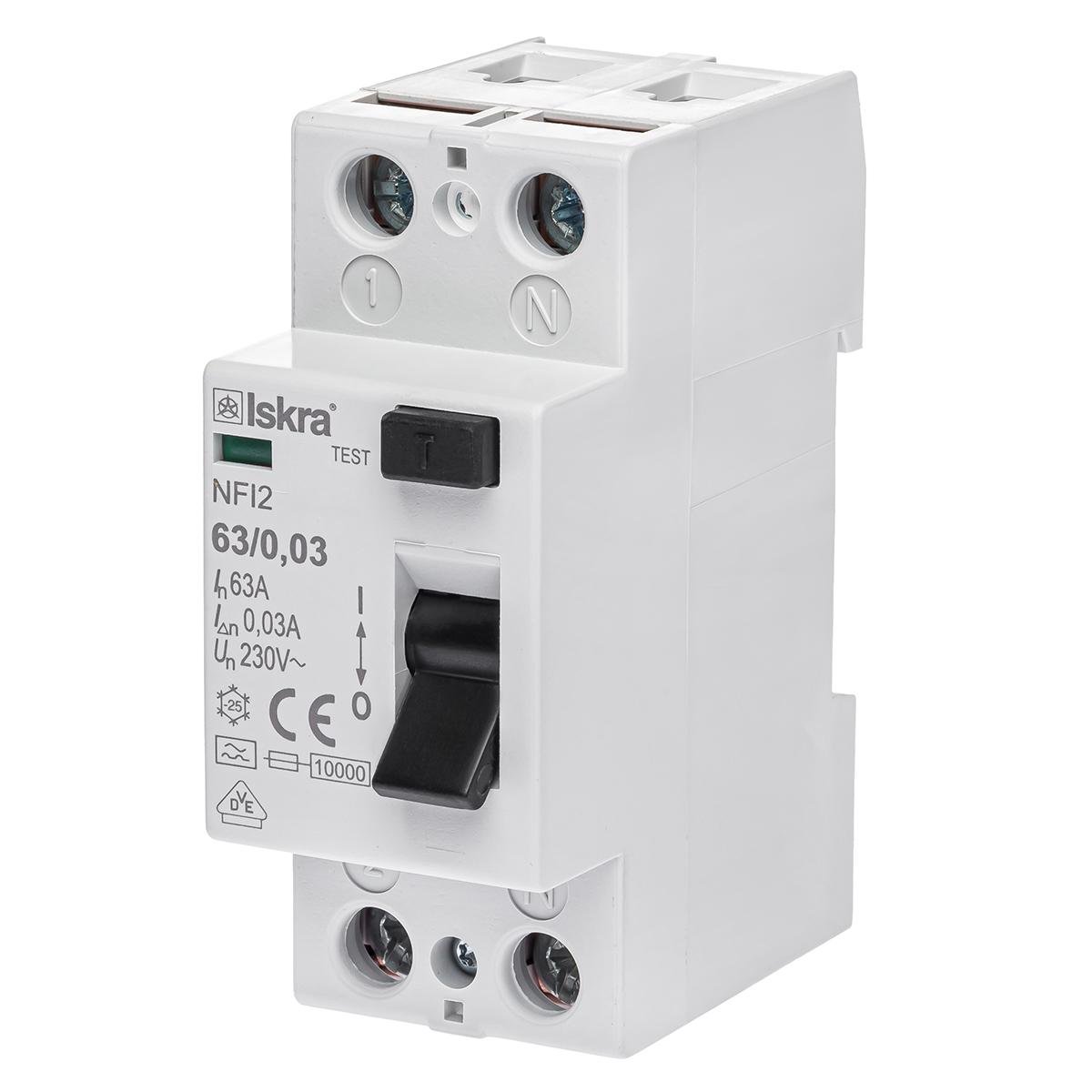 Устройство защитного отключения Iskra 63A 1Р+NA 30 mA 230/400 В NFI2 (30104241000)