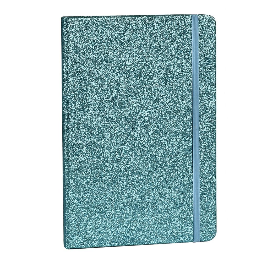 Блокнот на резинке Stenson Shine с блестками 80 листов А7 Бирюзовый (WW01498ST)