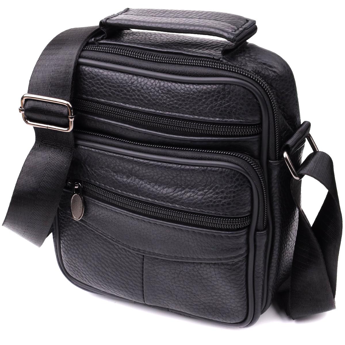 Мужская сумка с ручкой Vintage Bag 22864 из натуральной кожи Черный