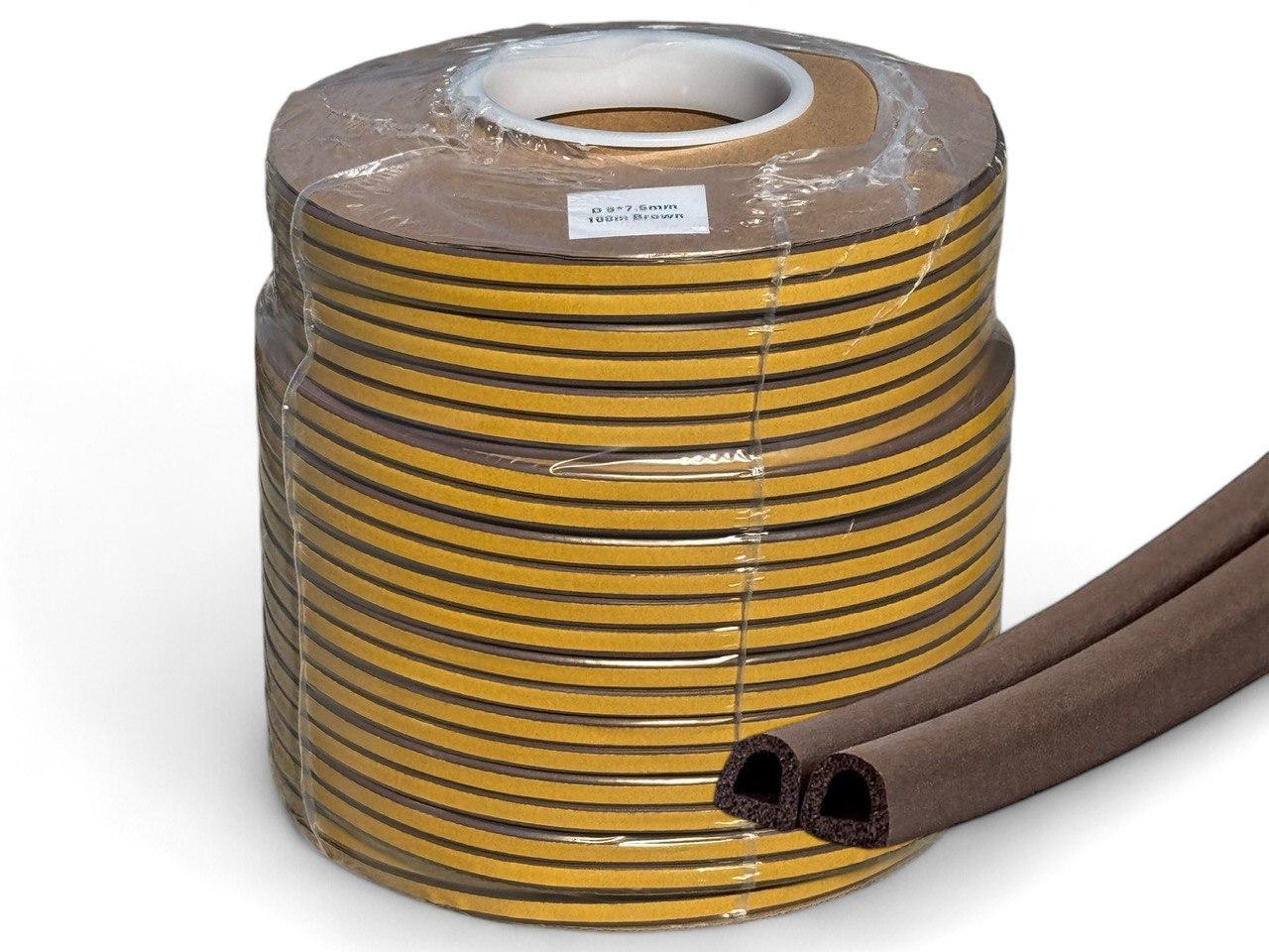 Уплотнитель дверной D профиль 9х7,5 мм 100 м Коричневый (23812649)