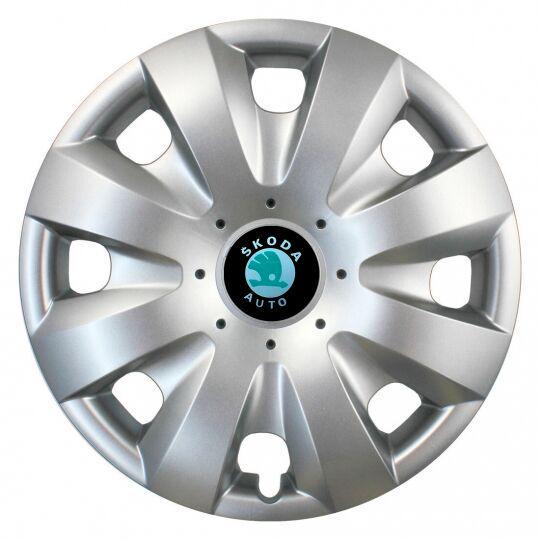 Ковпаки автомобільні SKS 321 R15 з логотипом Skoda 4 шт. Сріблястий
