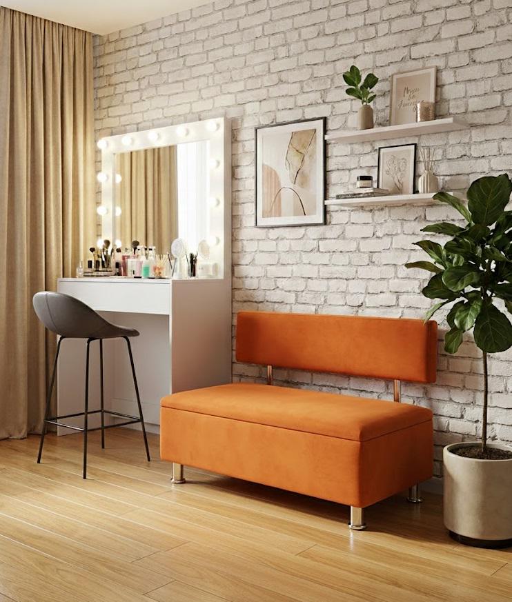 Диван в зону ожидания Сompakt велюр 120 см Оранжевый (В120п)