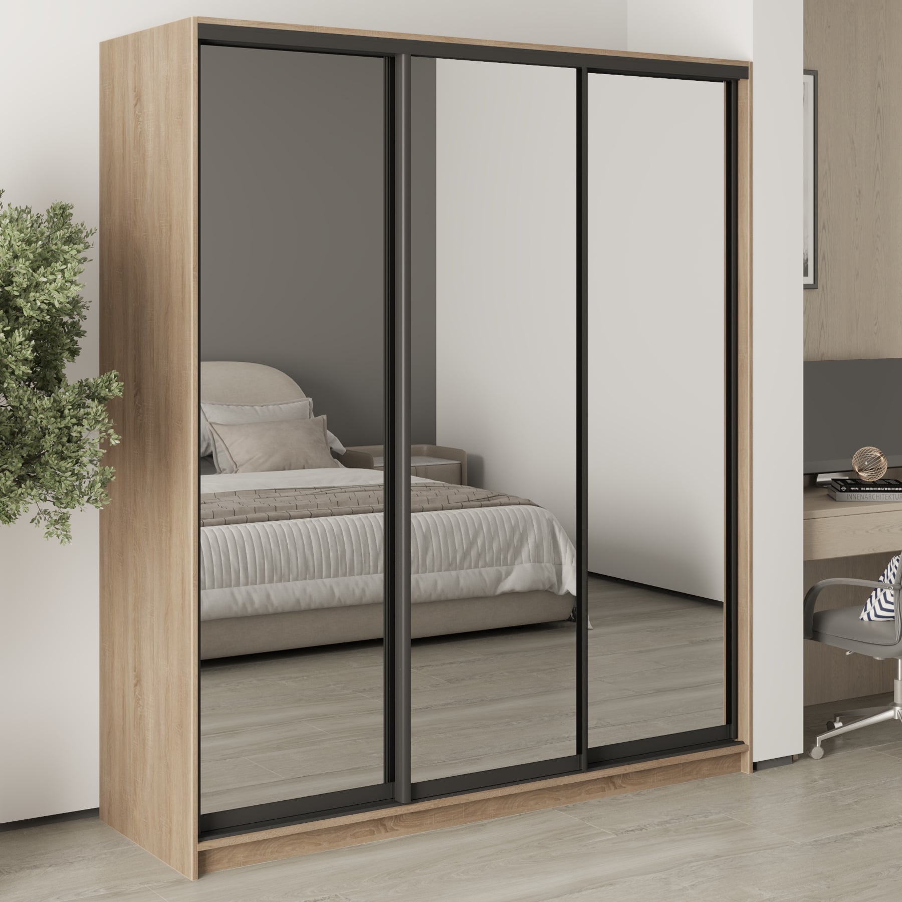 Шкаф-купе трехдверный Mebel Star Стандарт BG MBS-8460 180х45х210 см Дуб сонома (1007871) Шкаф-купе трехдверный Mebel Star Стандарт BG MBS-8460 180х45х210 см Дуб сонома (1007871)