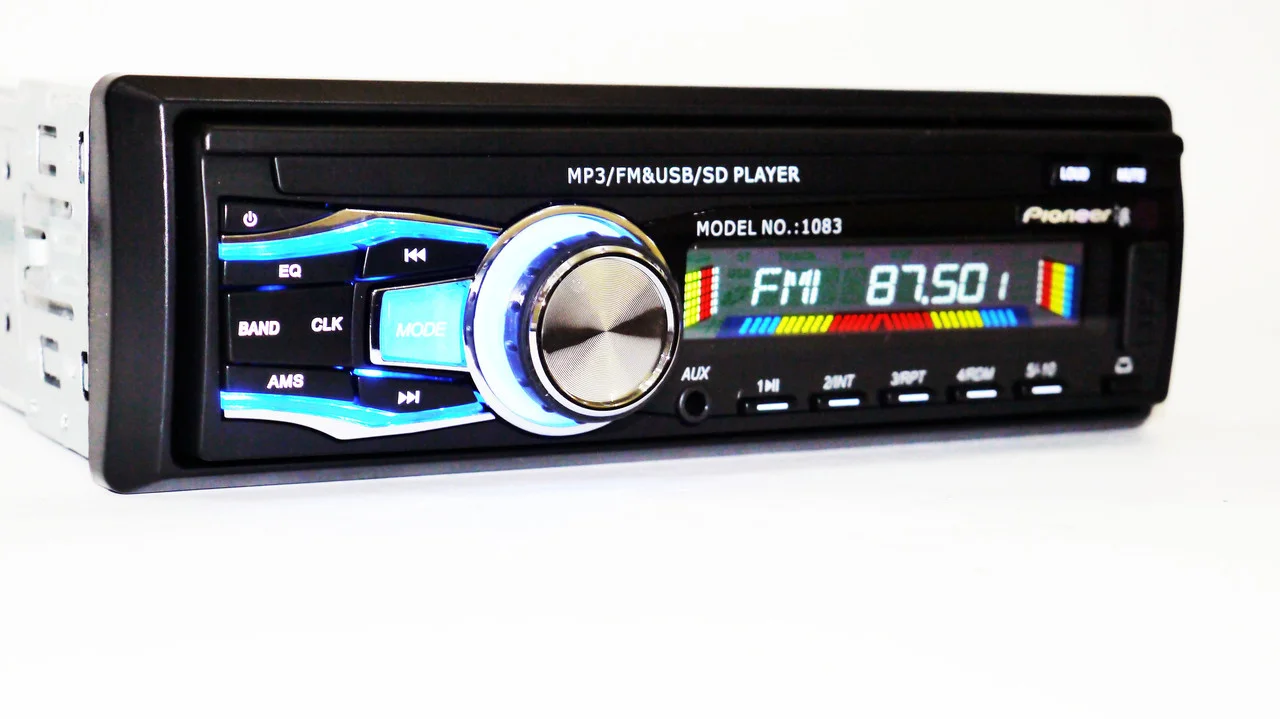 Автомагнитола Pioneer 1083 ISO USB/microSD/FM/AUX с пультом ДУ 4x50 Вт с синей подсветкой