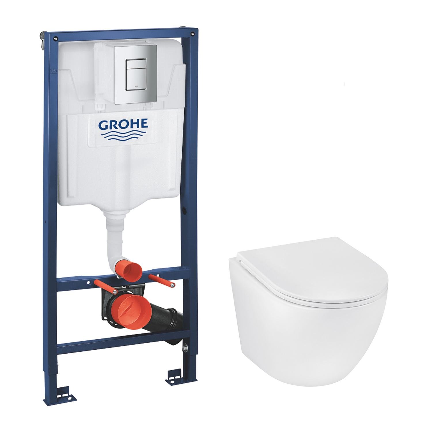 Комплект установки Grohe Rapid SL 38772001 CV033817 с унитазом и хромированной кнопкой (226569)
